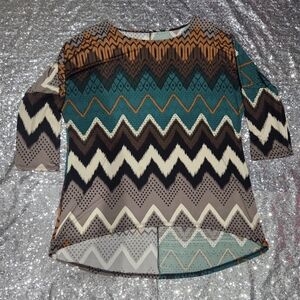 MOA USA Multicolor Chevron Long Sleeve Top